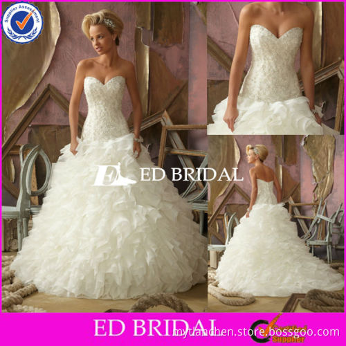T78 puffy a line strapless sleeveless trailing sweetheart beaded organza Alibaba Wedding Dress 2013